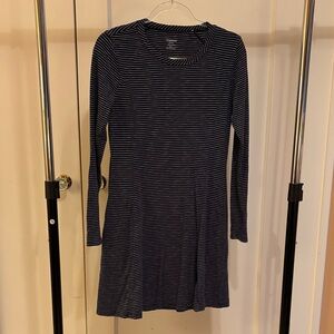 Toad&Co Midnight Blue and White Striped Dress